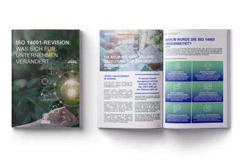 Vorschaubild des ISO 14001-Whitepapers, bestehend aus Titelblatt und den ersten beiden Seiten